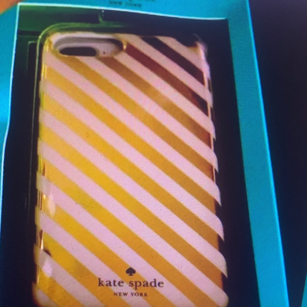 Kate Spade Yellow and White Diagonal Stripe Phone Case